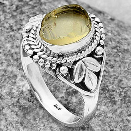 Natural Yellow Scapolite Rough Ring size-7 R-1300 SDR206083