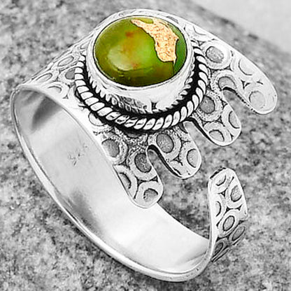 Adjustable - Copper Green Turquoise Ring size-9 R-1381 SDR206170