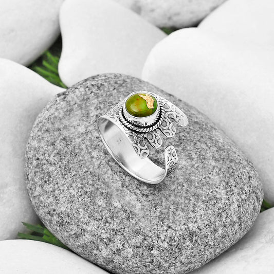 Adjustable - Copper Green Turquoise Ring size-9 R-1381 SDR206170