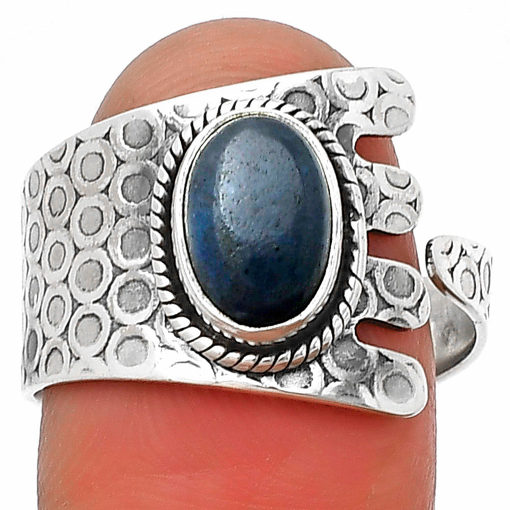 Adjustable - Natural Blue Quartz Ring size-9 R-1381 SDR206186