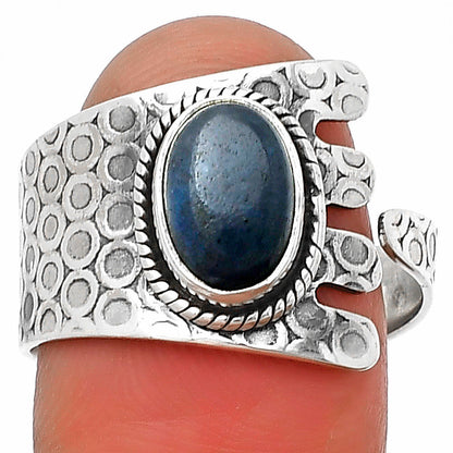 Adjustable - Natural Blue Quartz Ring size-9 R-1381 SDR206186