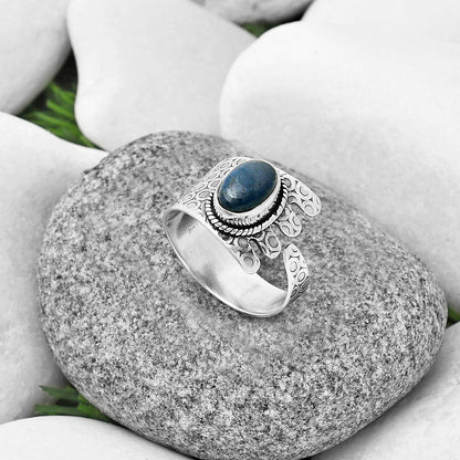 Adjustable - Natural Blue Quartz Ring size-9 R-1381 SDR206186