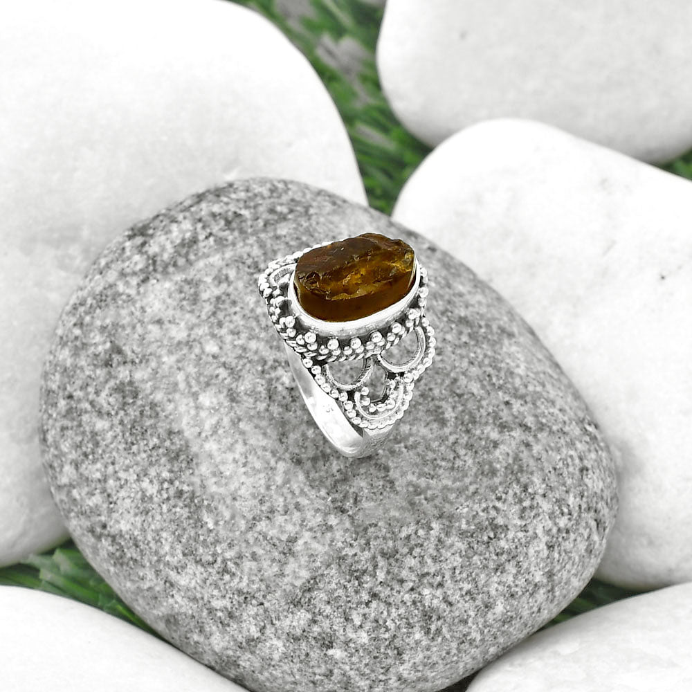 Natural Rare Kornerupine Rough Ring size-8 R-1429 SDR207415