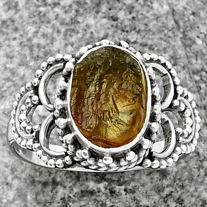 Natural Rare Kornerupine Rough Ring size-8.5 R-1429 SDR207432