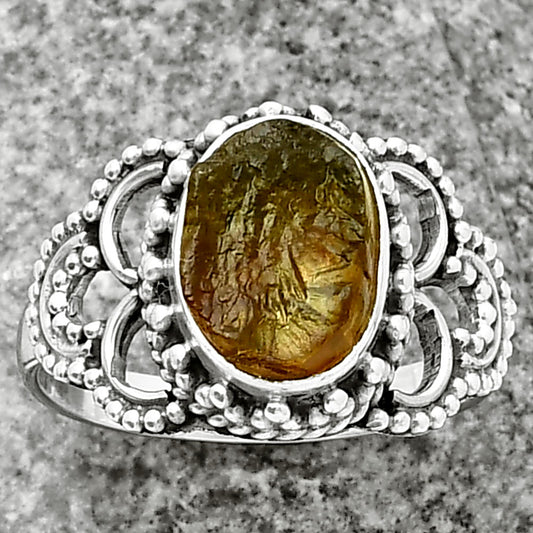 Natural Rare Kornerupine Rough Ring size-8.5 R-1429 SDR207432