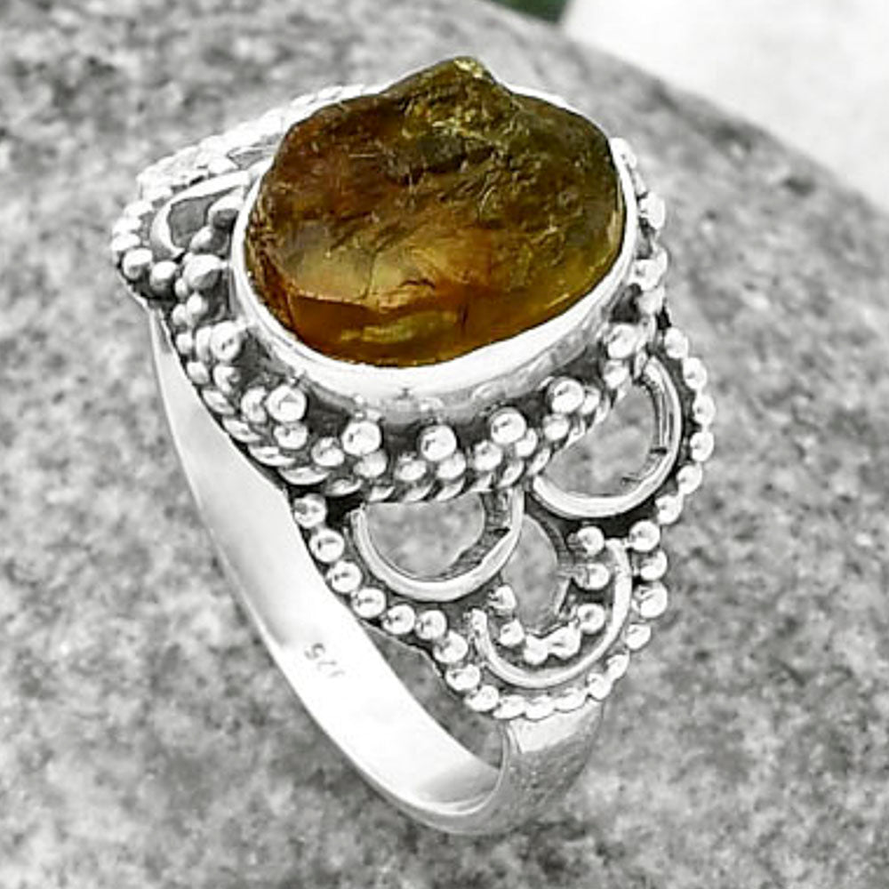 Natural Rare Kornerupine Rough Ring size-8.5 R-1429 SDR207432