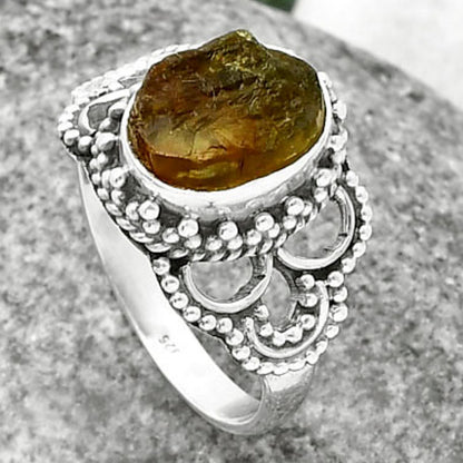 Natural Rare Kornerupine Rough Ring size-8.5 R-1429 SDR207432