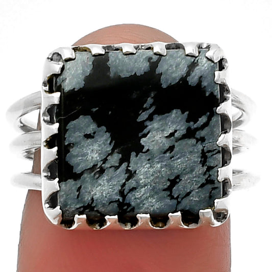 Natural Snow Flake Obsidian Ring size-7.5 R-1210 SDR207891