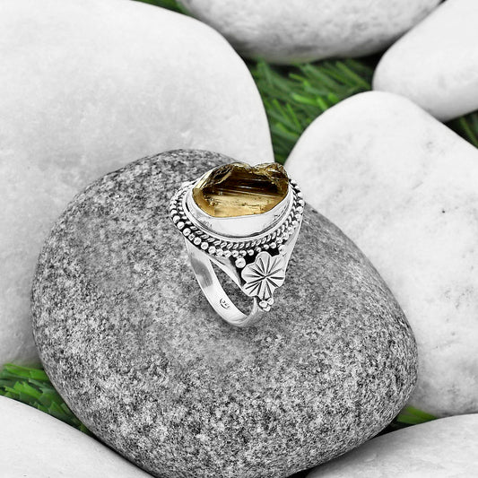 Natural Rare Kornerupine Rough Ring size-8.5 R-1424 SDR208759