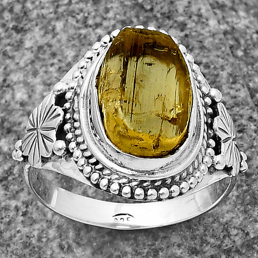 Natural Yellow Scapolite Rough Ring size-8.5 R-1424 SDR208782