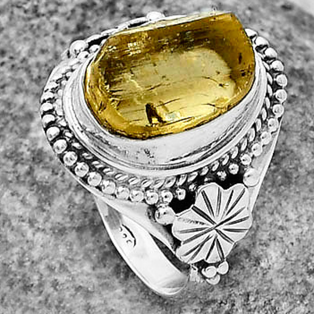 Natural Yellow Scapolite Rough Ring size-8.5 R-1424 SDR208782