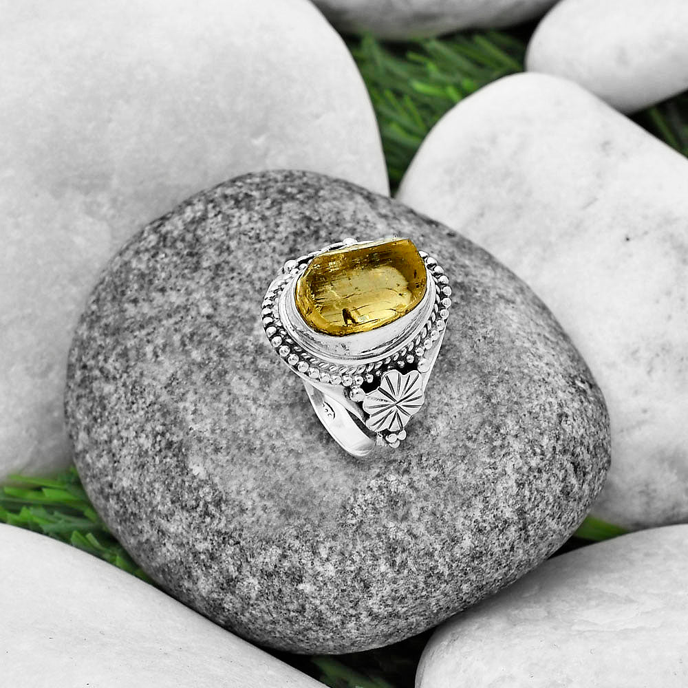 Natural Yellow Scapolite Rough Ring size-8.5 R-1424 SDR208782