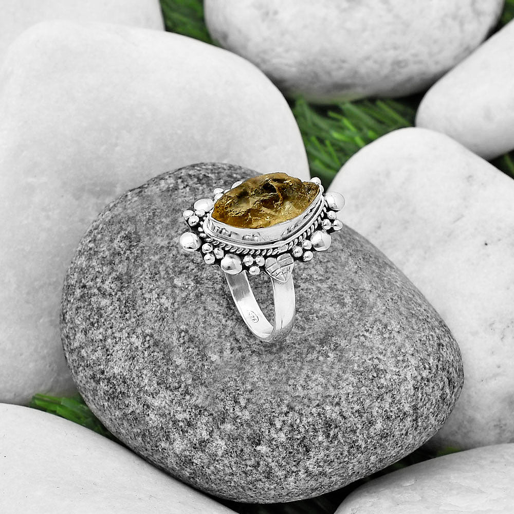 Natural Yellow Scapolite Rough Ring size-8.5 R-1399 SDR208871