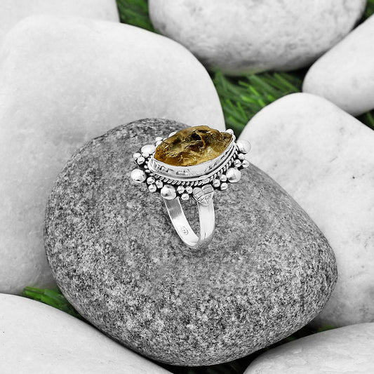 Natural Yellow Scapolite Rough Ring size-8.5 R-1399 SDR208871