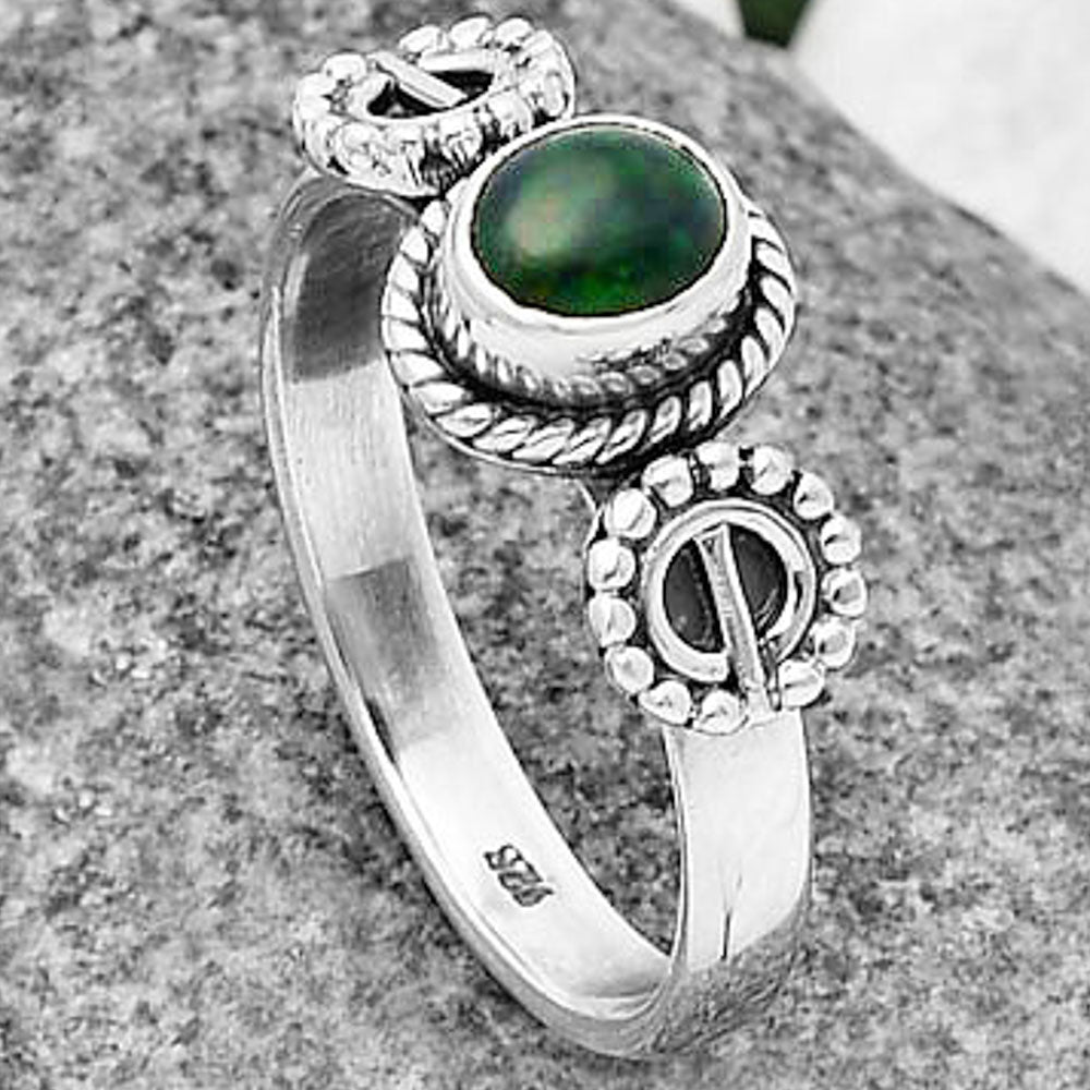 Natural Black Ethiopian Opal Ring size-8 R-1403 SDR208912