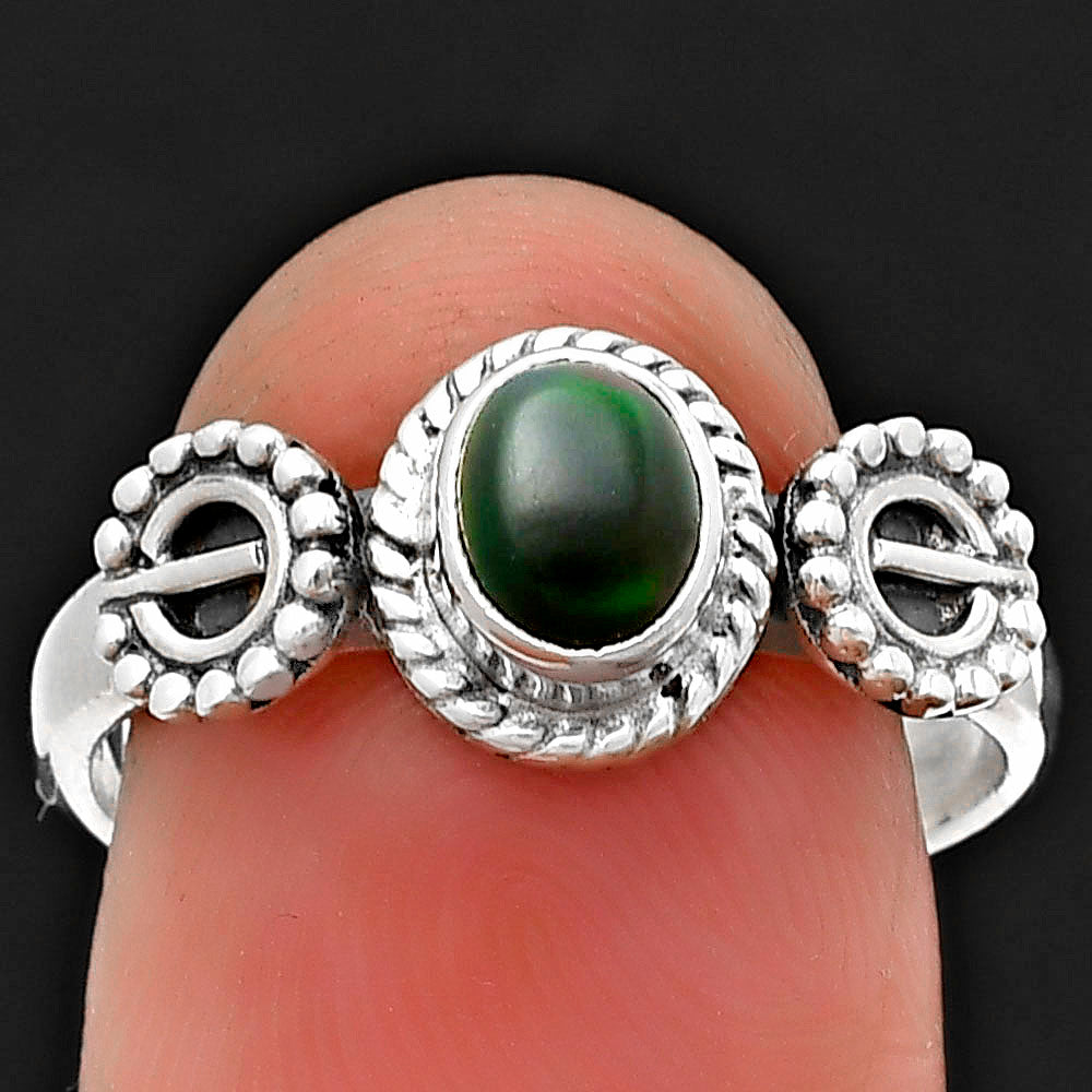 Natural Black Ethiopian Opal Ring size-8 R-1403 SDR208914