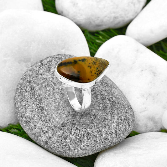 Russian Honey Dendrite Opal Ring size-8.5 R-1001 SDR209200