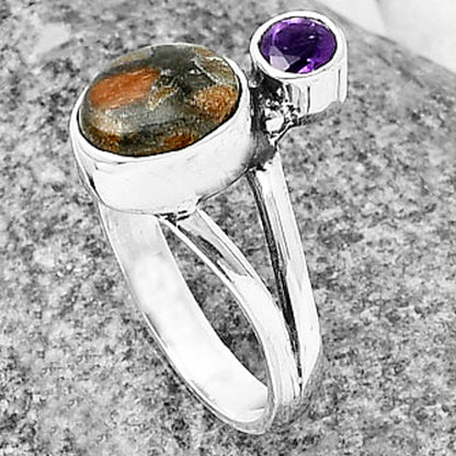 Natural Tabu Jasper & Amethyst Ring size-6 R-1242 SDR209632