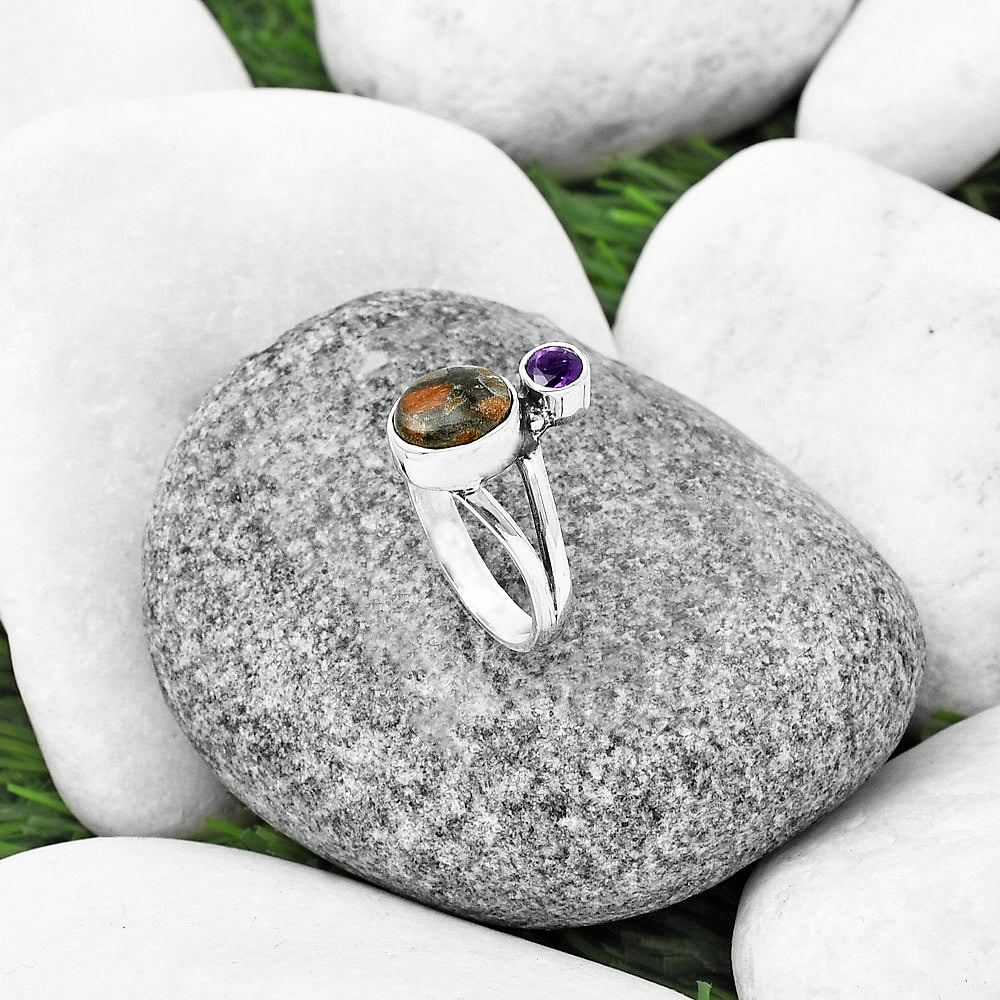 Natural Tabu Jasper & Amethyst Ring size-6 R-1242 SDR209632