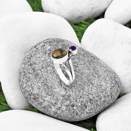 Natural Tabu Jasper & Amethyst Ring size-6 R-1242 SDR209632
