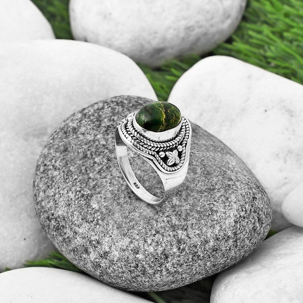 Natural Green Fuchsite Ring size-8 R-1312 SDR209968