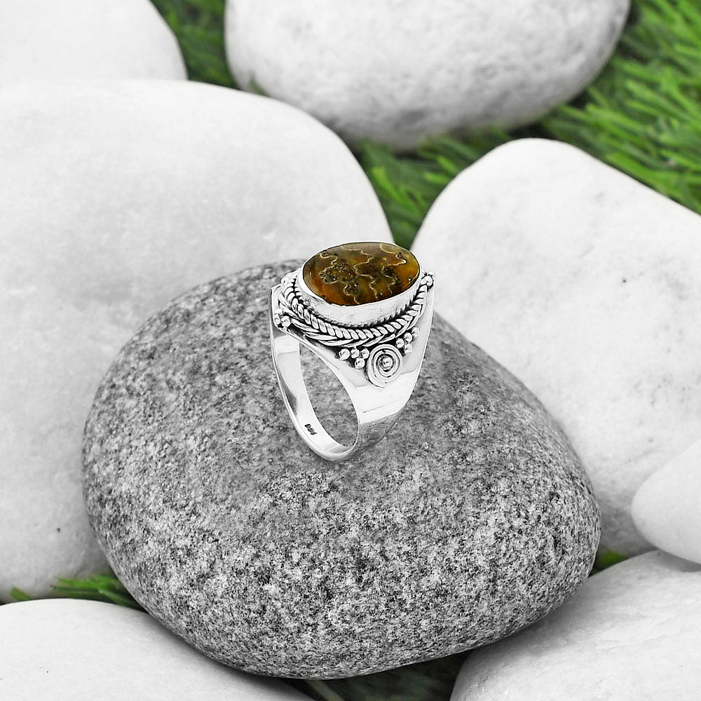 Sutured Ammonite - Madagascar Ring size-7 R-1398 SDR209987