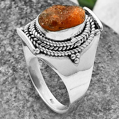 Natural Sunstone Rough Ring size-9 R-1397 SDR210028