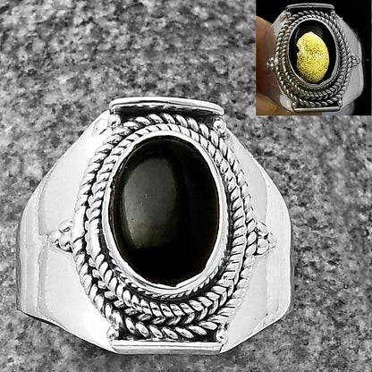 Natural Tektite Cab - Greek Ring size-8 R-1397 SDR210034