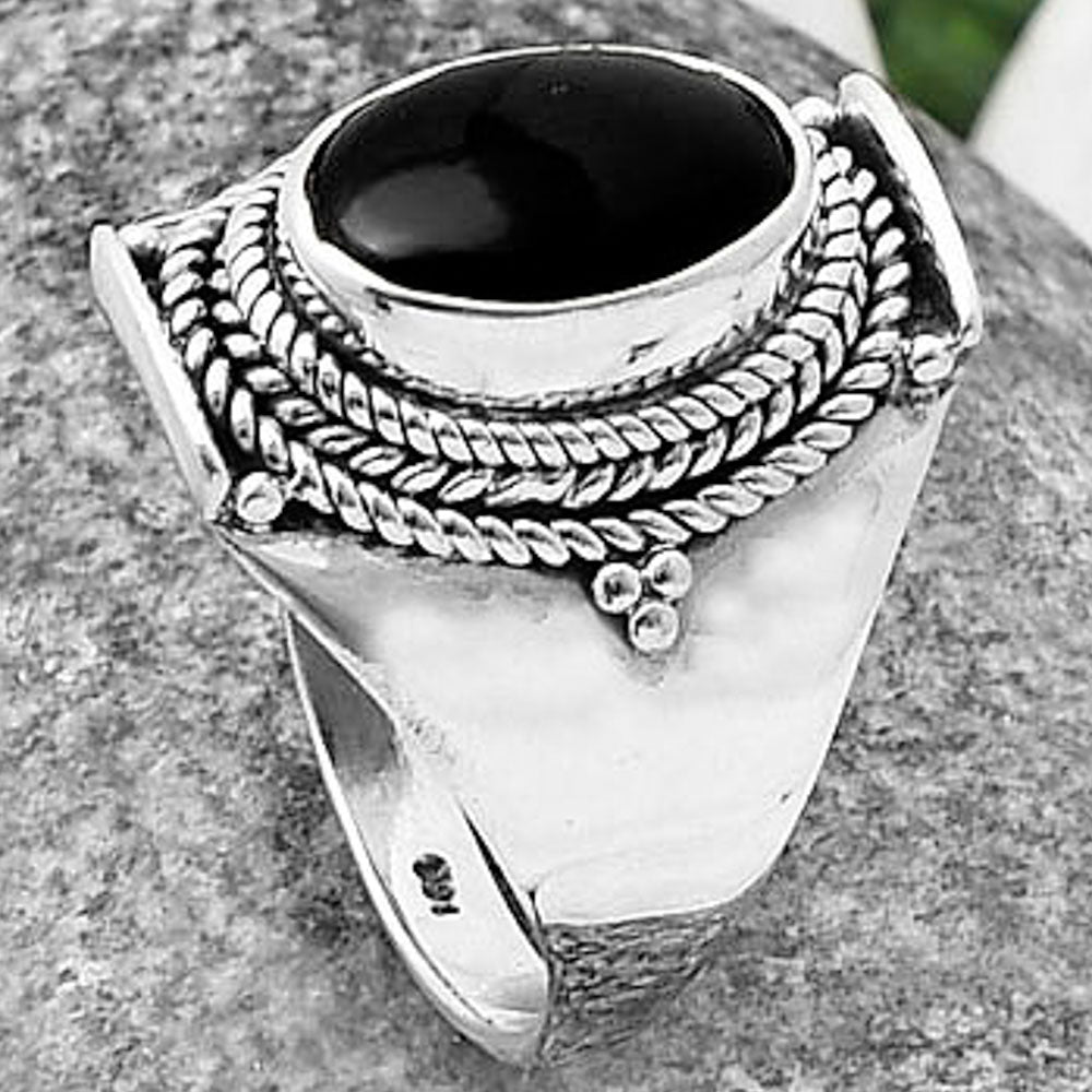 Natural Tektite Cab - Greek Ring size-8 R-1397 SDR210034