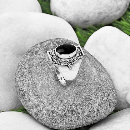 Natural Tektite Cab - Greek Ring size-8 R-1397 SDR210034