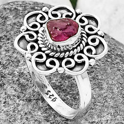 Natural Pink Tourmaline Rough Ring size-8 R-1337 SDR210135