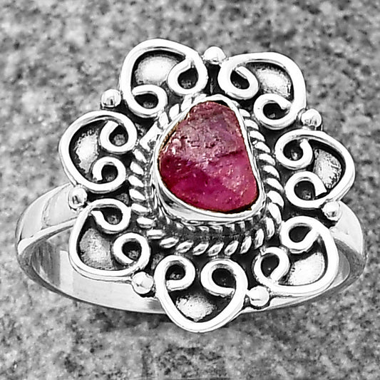 Natural Pink Tourmaline Rough Ring size-9 R-1337 SDR210136