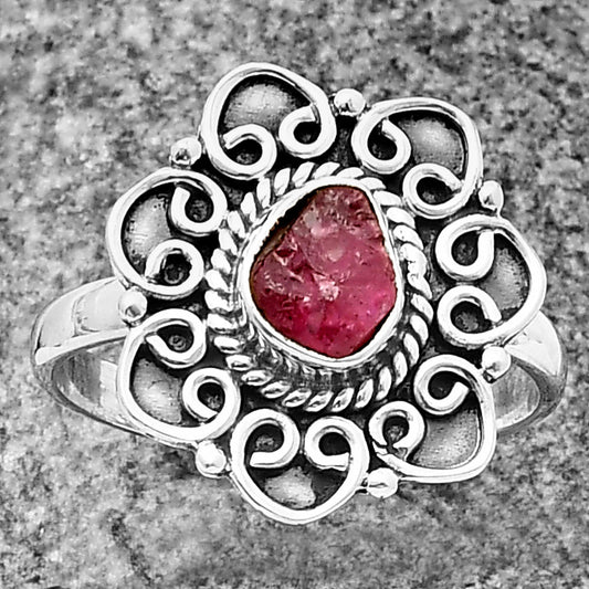Natural Pink Tourmaline Rough Ring size-9.5 R-1337 SDR210137