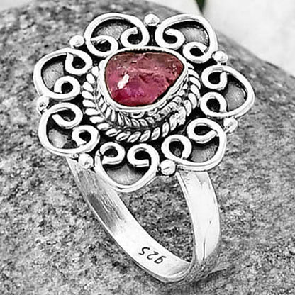 Natural Pink Tourmaline Rough Ring size-9.5 R-1337 SDR210137