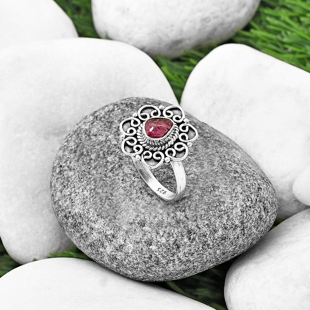 Natural Pink Tourmaline Rough Ring size-9.5 R-1337 SDR210137