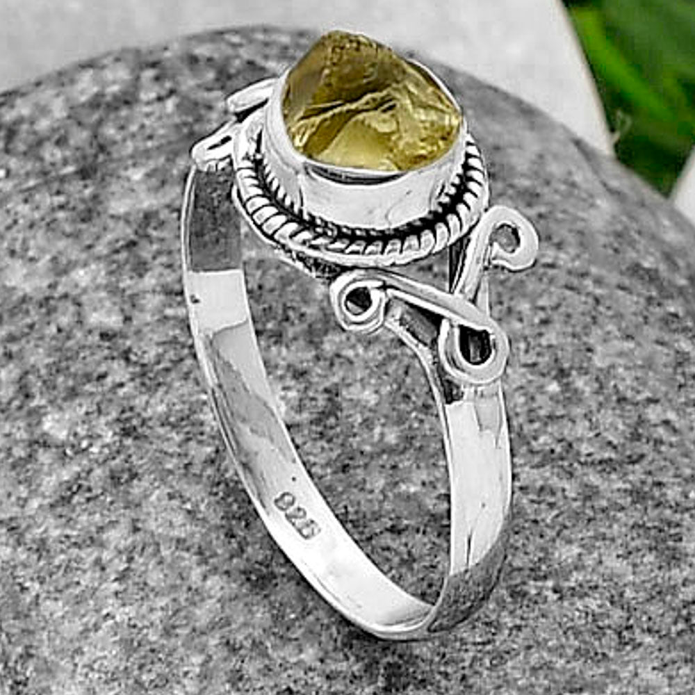 Natural Yellow Scapolite Rough Ring size-8 R-1281 SDR210535