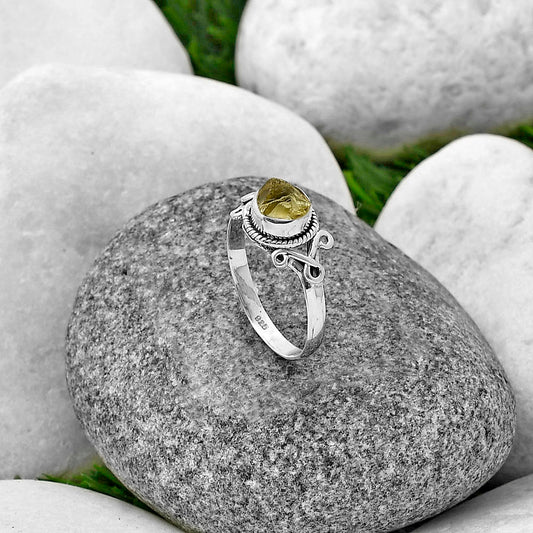 Natural Yellow Scapolite Rough Ring size-8 R-1281 SDR210535