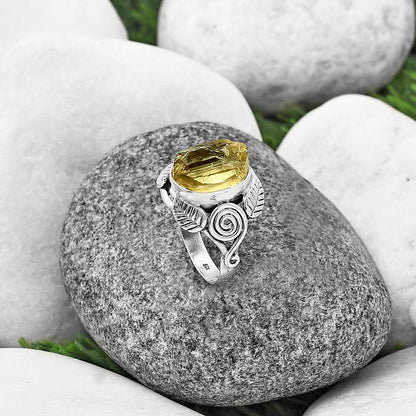 Southwest - Yellow Scapolite Rough Ring size-7 R-1352 SDR210862