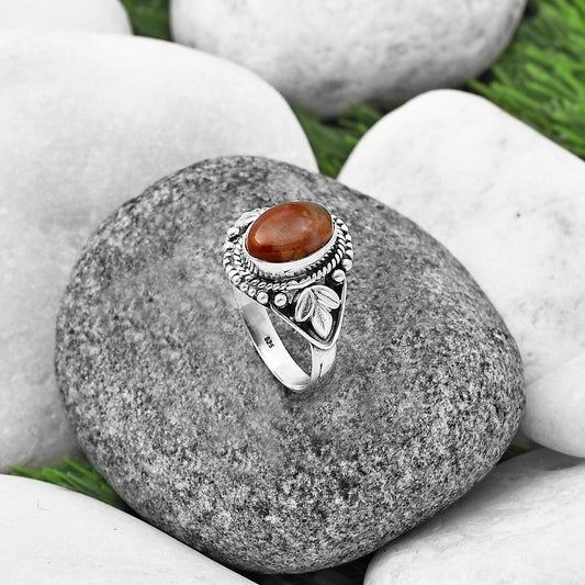 Natural Red Moss Agate Ring size-8.5 R-1300 SDR211280