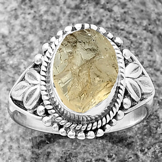 Natural Yellow Scapolite Rough Ring size-8 R-1300 SDR211291