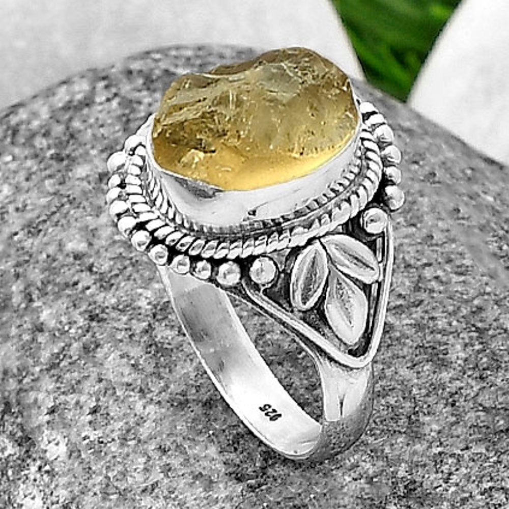 Natural Yellow Scapolite Rough Ring size-8 R-1300 SDR211291