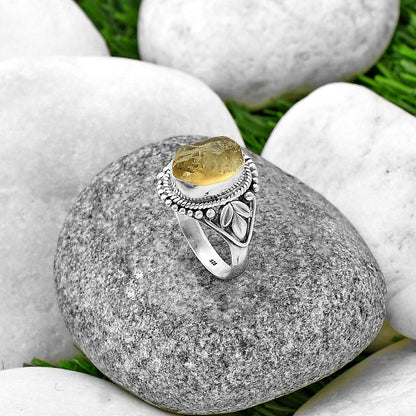 Natural Yellow Scapolite Rough Ring size-8 R-1300 SDR211291