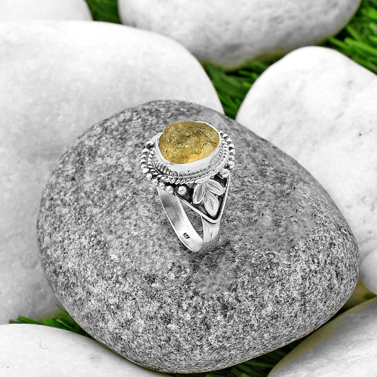 Natural Yellow Scapolite Rough Ring size-7.5 R-1300 SDR211295