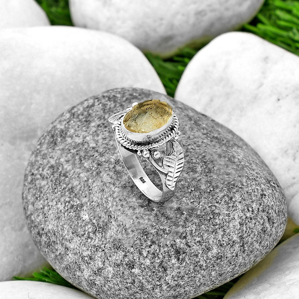 Natural Yellow Scapolite Rough Ring size-7.5 R-1272 SDR211307