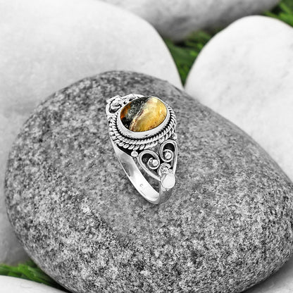 Natural Indian Blanket Jasper Ring size-7 R-1283 SDR211364