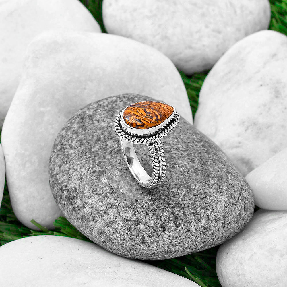 Coquina Fossil Jasper - India Ring size-7 R-1065 SDR213484