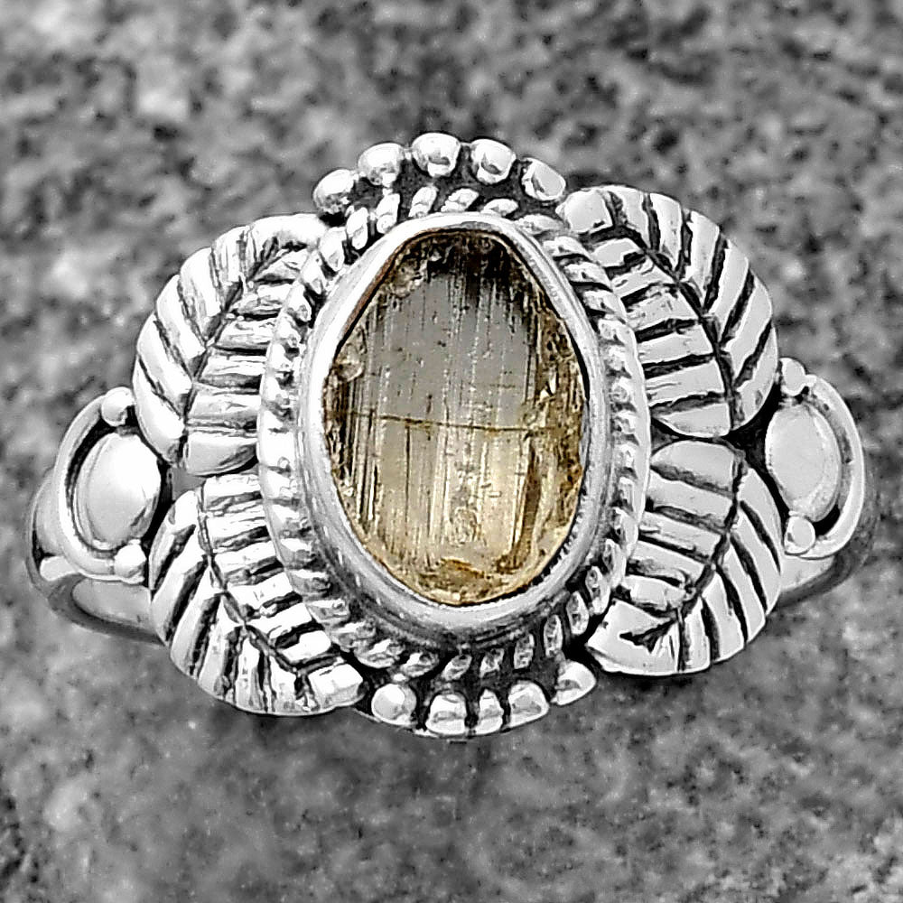 Natural Yellow Scapolite Rough Ring size-8 R-1387 SDR213698