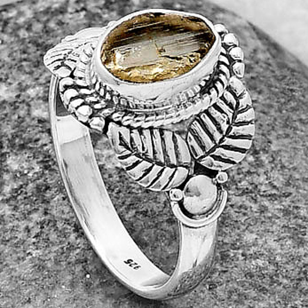 Natural Yellow Scapolite Rough Ring size-8 R-1387 SDR213698