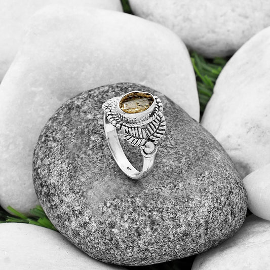 Natural Yellow Scapolite Rough Ring size-8 R-1387 SDR213698