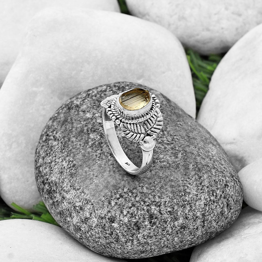 Natural Yellow Scapolite Rough Ring size-8 R-1387 SDR213703